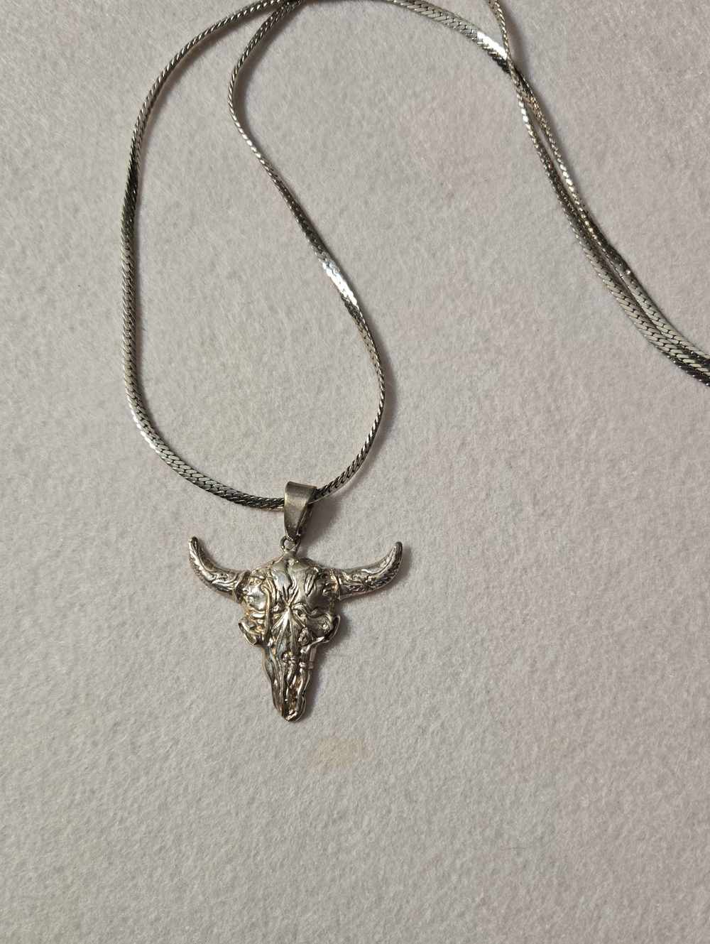 Sterling Silver Buffalo Skull Pendant Necklace - Women Jewelry Necklaces Taxco